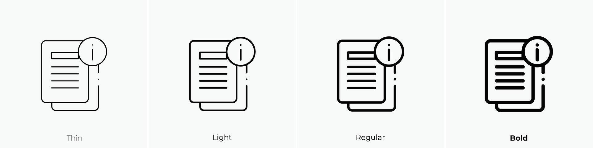 file icon. Thin, Light, Regular And Bold style design isolated on white background vector