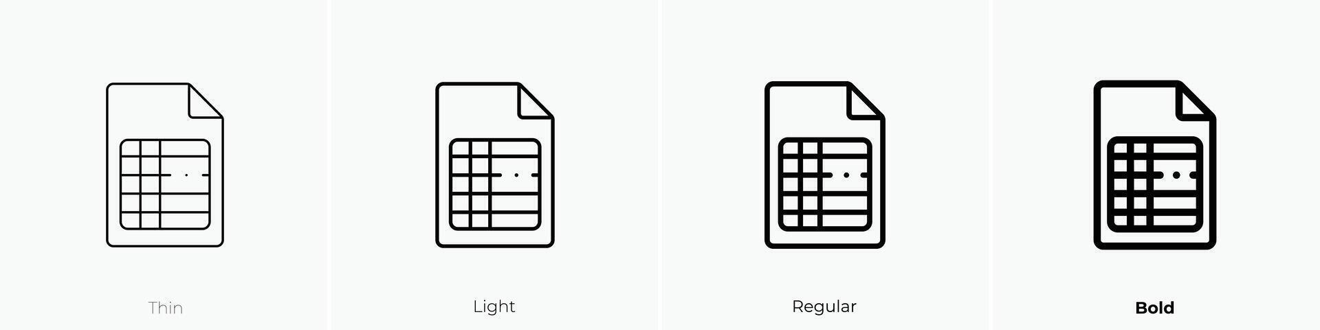 file icon. Thin, Light, Regular And Bold style design isolated on white background vector