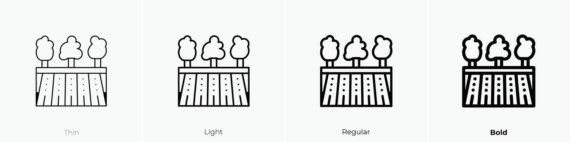 field icon. Thin, Light, Regular And Bold style design isolated on white background vector