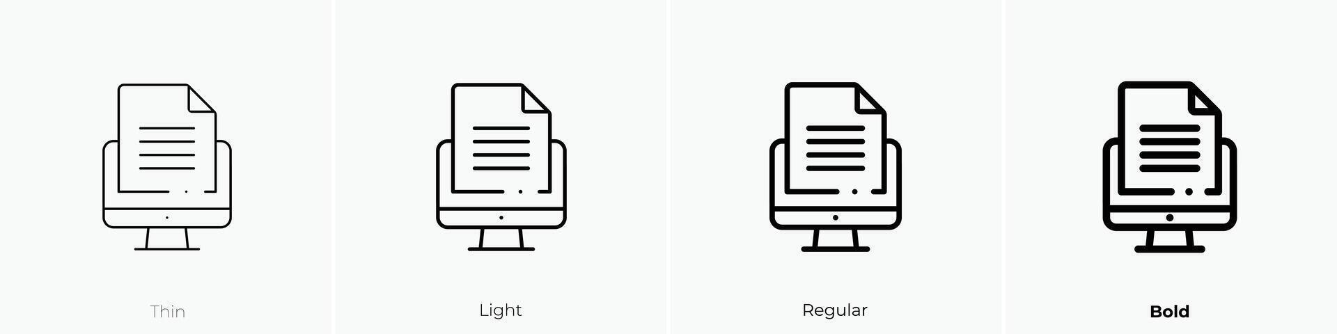 file icon. Thin, Light, Regular And Bold style design isolated on white background vector