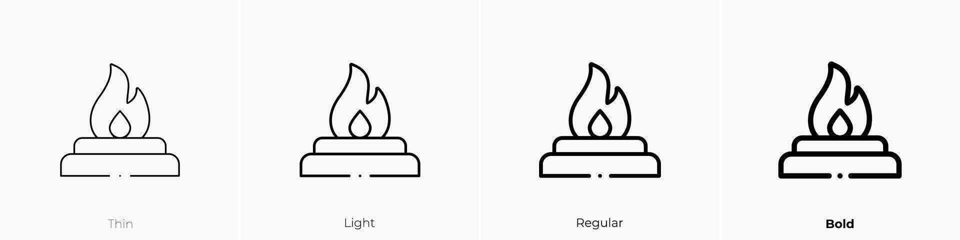 fire flame icon. Thin, Light, Regular And Bold style design isolated on white background vector