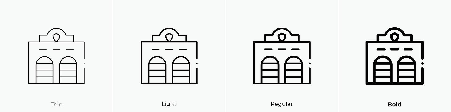 fire station icon. Thin, Light, Regular And Bold style design isolated on white background vector