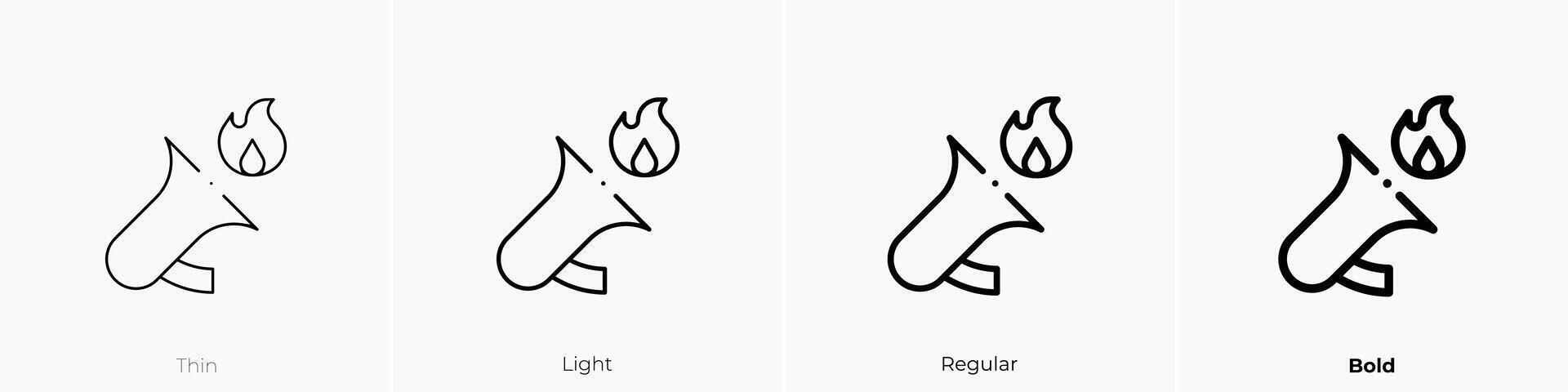 fire icon. Thin, Light, Regular And Bold style design isolated on white background vector