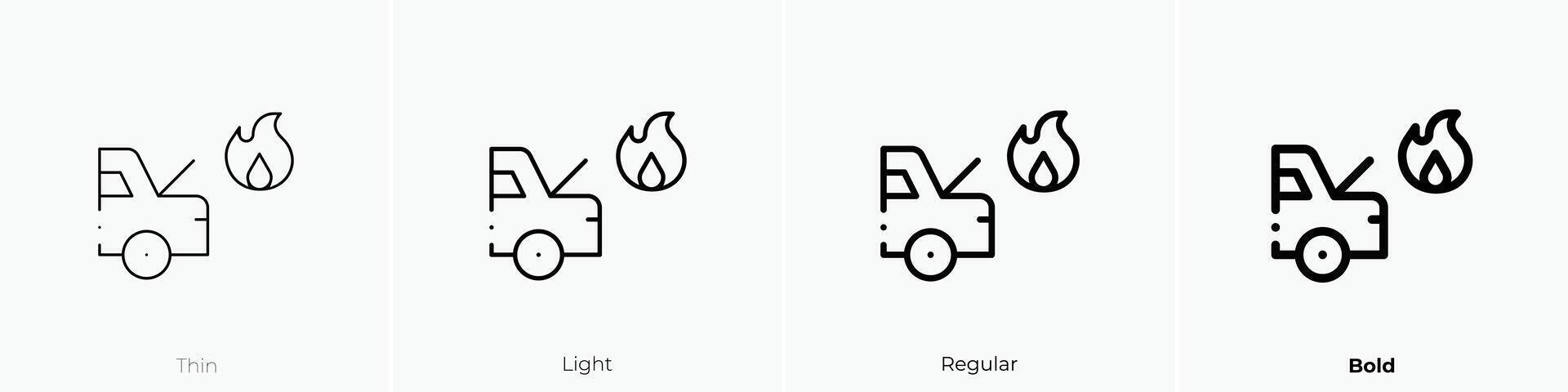 fire icon. Thin, Light, Regular And Bold style design isolated on white background vector