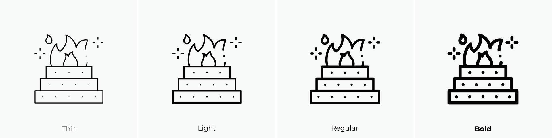 fire icon. Thin, Light, Regular And Bold style design isolated on white background vector