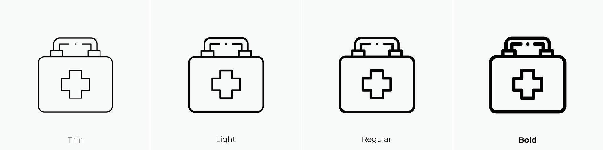 first aid kit icon. Thin, Light, Regular And Bold style design isolated on white background vector