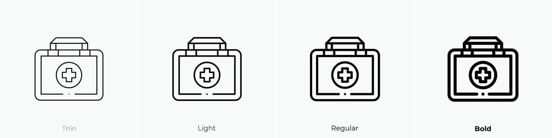 first aid kit icon. Thin, Light, Regular And Bold style design isolated on white background vector