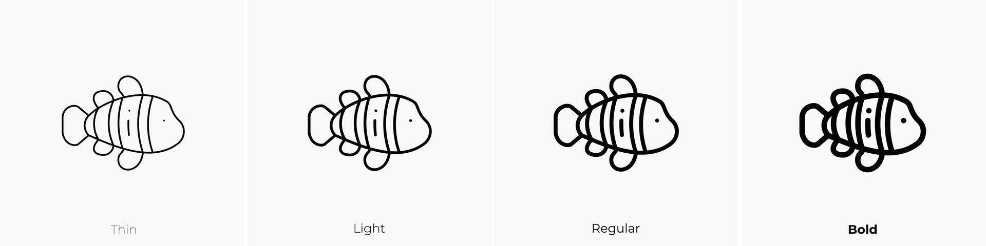 fish icon. Thin, Light, Regular And Bold style design isolated on white background vector