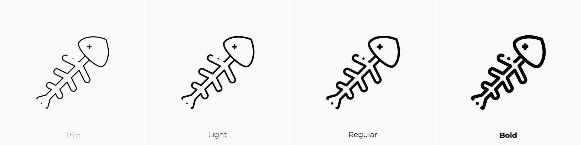 fish bone icon. Thin, Light, Regular And Bold style design isolated on white background vector