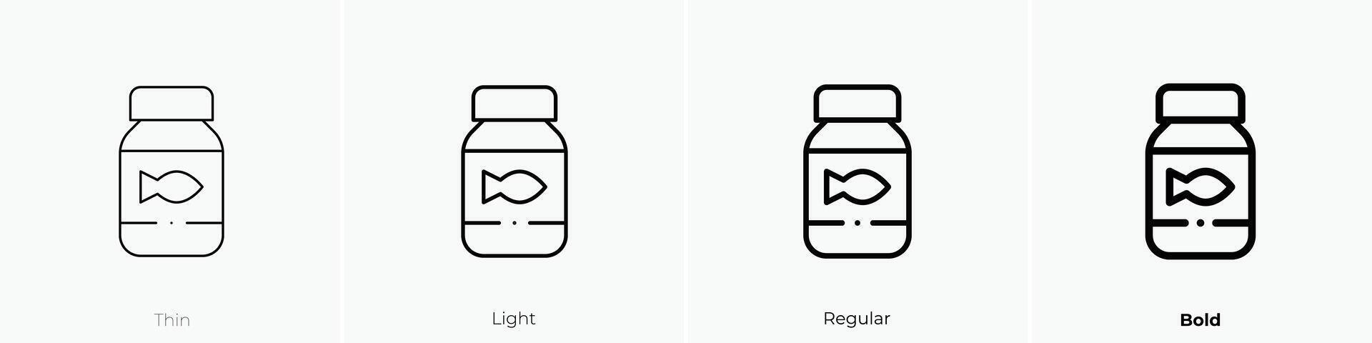 fish food icon. Thin, Light, Regular And Bold style design isolated on white background vector