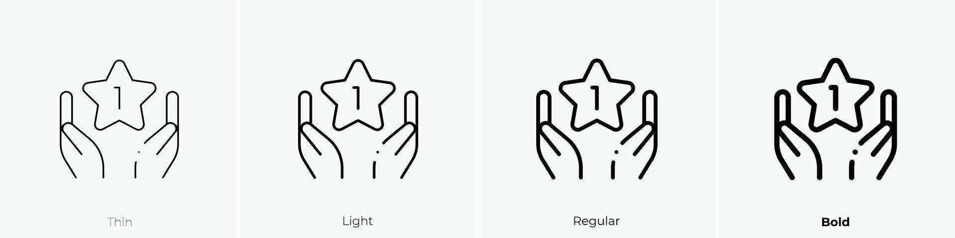 first icon. Thin, Light, Regular And Bold style design isolated on white background vector