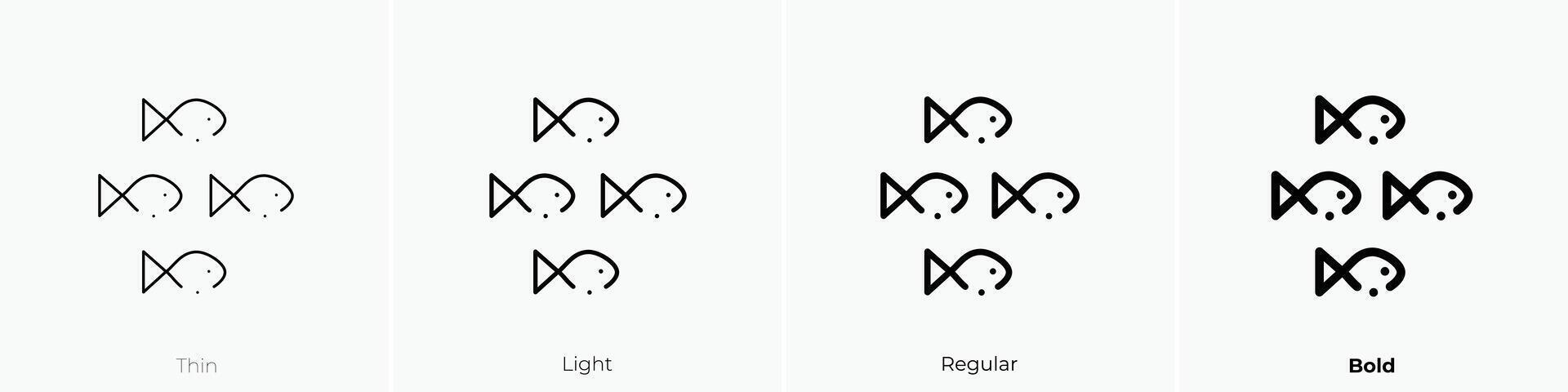 fish icon. Thin, Light, Regular And Bold style design isolated on white background vector
