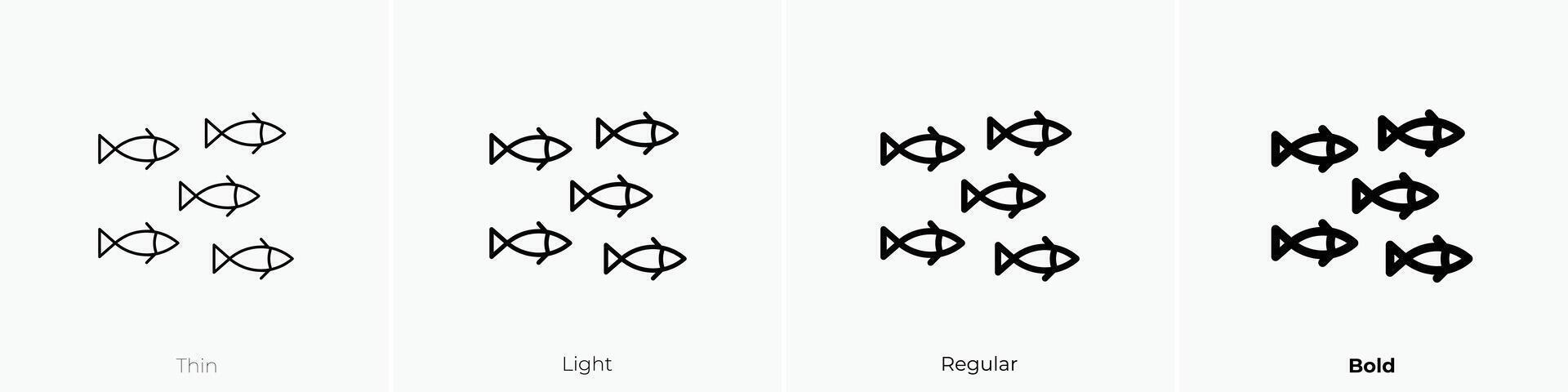 fishes icon. Thin, Light, Regular And Bold style design isolated on white background vector