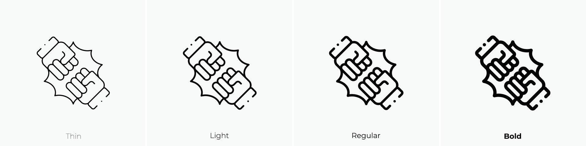 fist icon. Thin, Light, Regular And Bold style design isolated on white background vector
