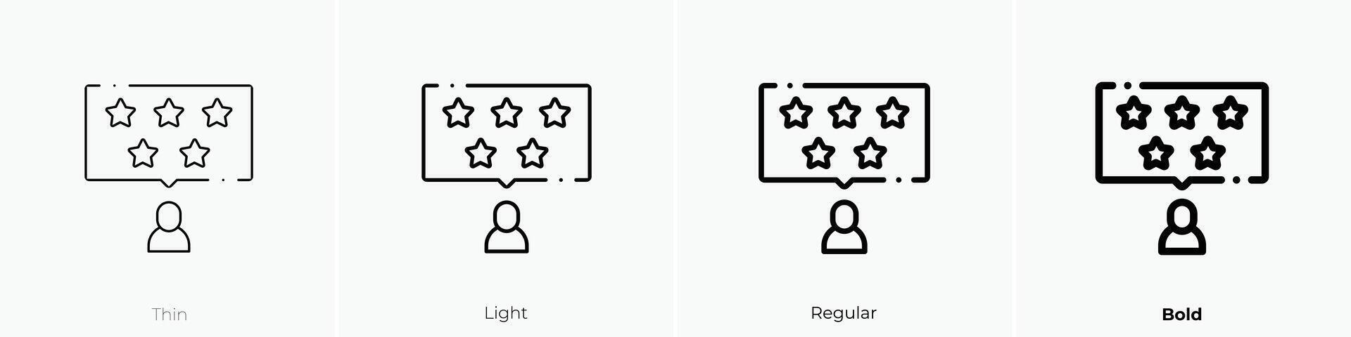 five stars icon. Thin, Light, Regular And Bold style design isolated on white background vector