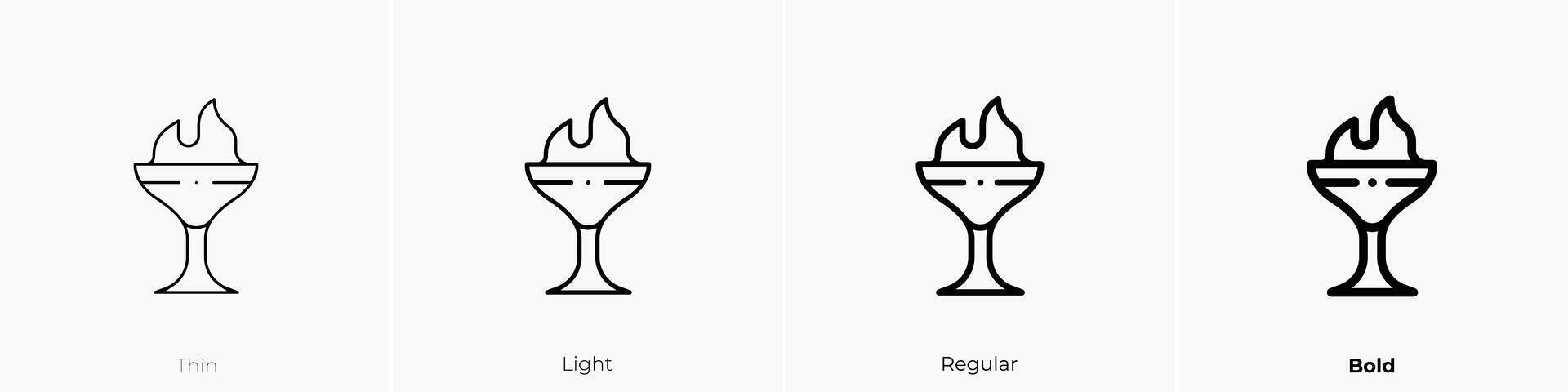 flaming icon. Thin, Light, Regular And Bold style design isolated on white background vector