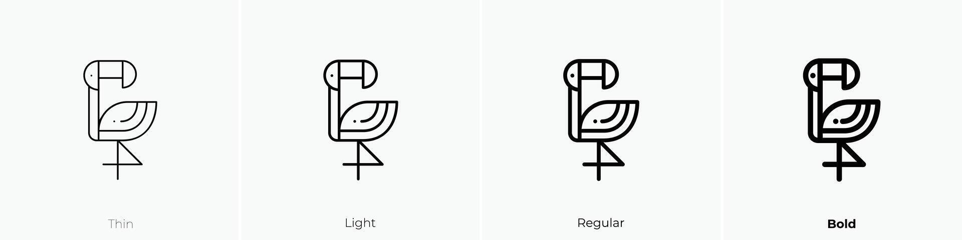 flamingo icon. Thin, Light, Regular And Bold style design isolated on white background vector