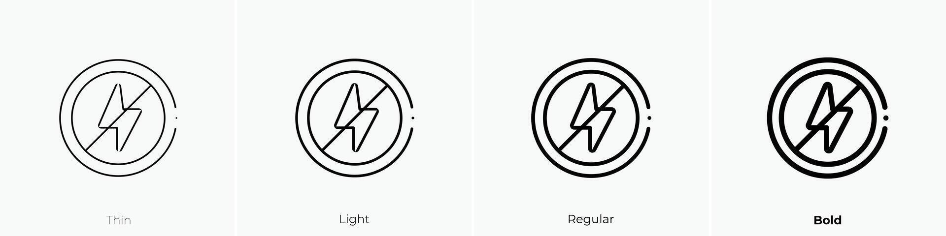 flash icon. Thin, Light, Regular And Bold style design isolated on white background vector