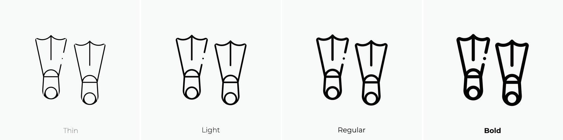 flippers icon. Thin, Light, Regular And Bold style design isolated on white background vector