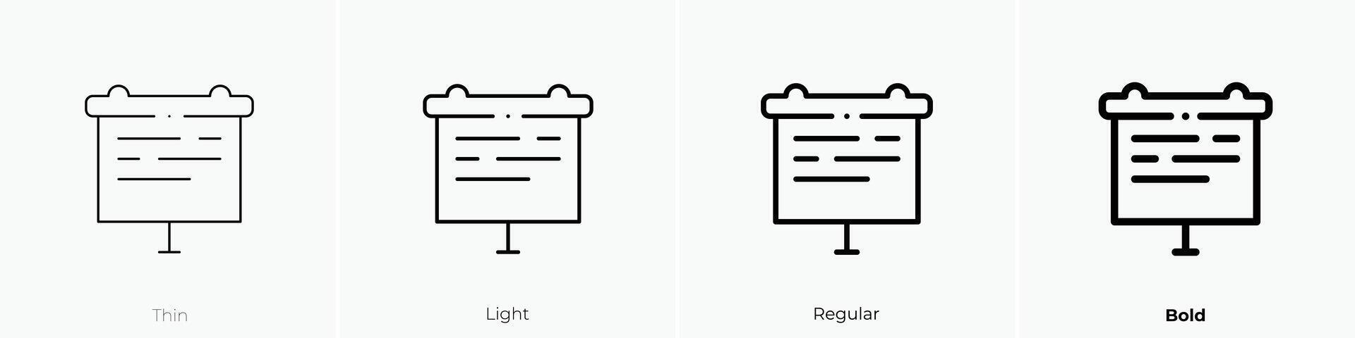 flipchart icon. Thin, Light, Regular And Bold style design isolated on white background vector