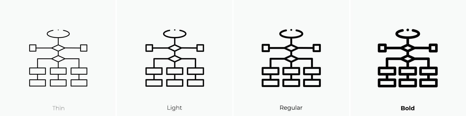 flowchart icon. Thin, Light, Regular And Bold style design isolated on white background vector