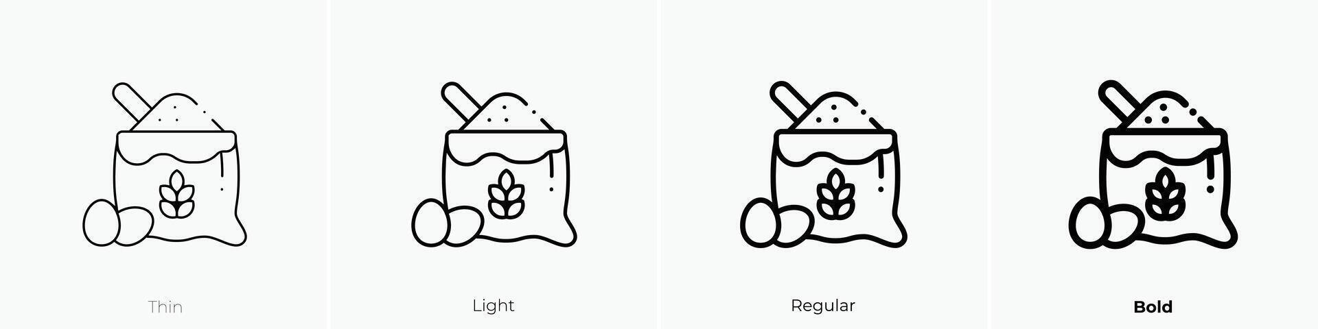 flour icon. Thin, Light, Regular And Bold style design isolated on white background vector