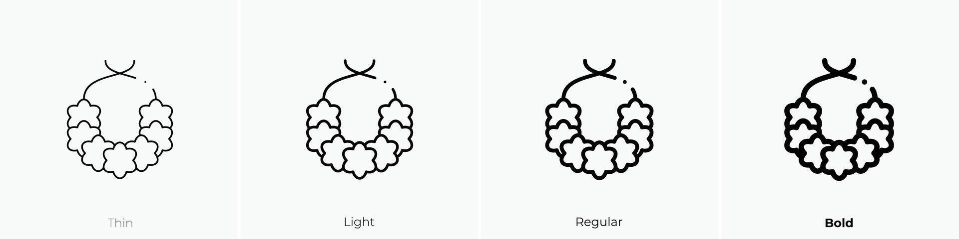 flower necklace icon. Thin, Light, Regular And Bold style design isolated on white background vector