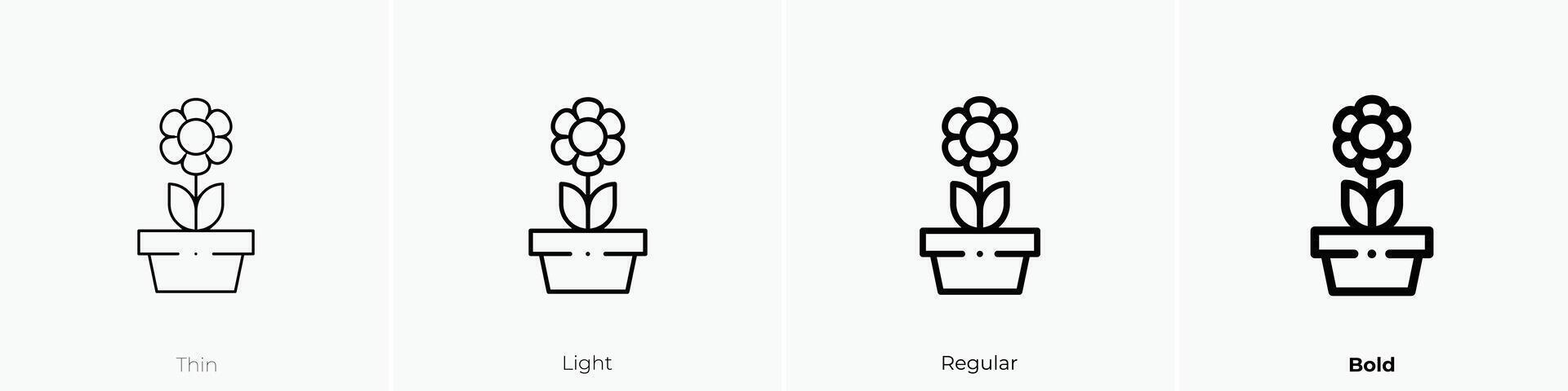 flower pot icon. Thin, Light, Regular And Bold style design isolated on white background vector