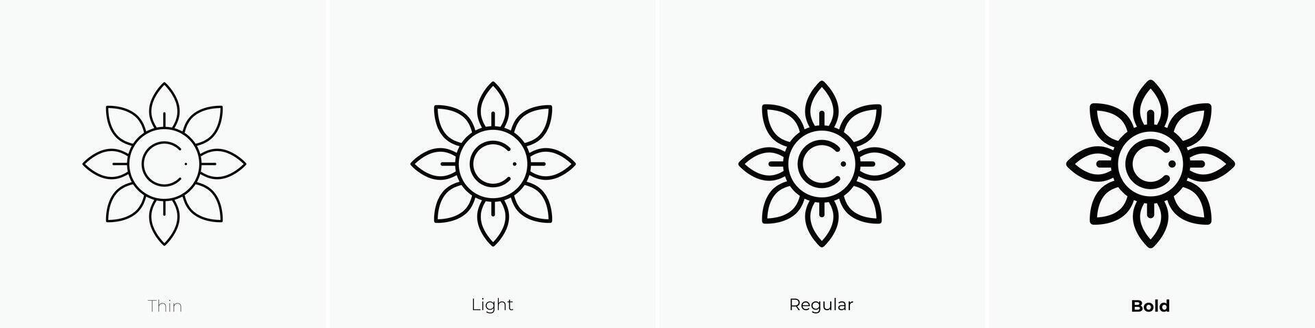 flower icon. Thin, Light, Regular And Bold style design isolated on white background vector