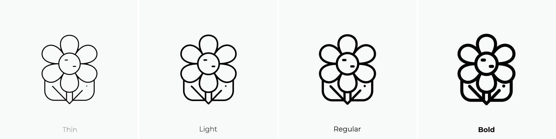 flower icon. Thin, Light, Regular And Bold style design isolated on white background vector