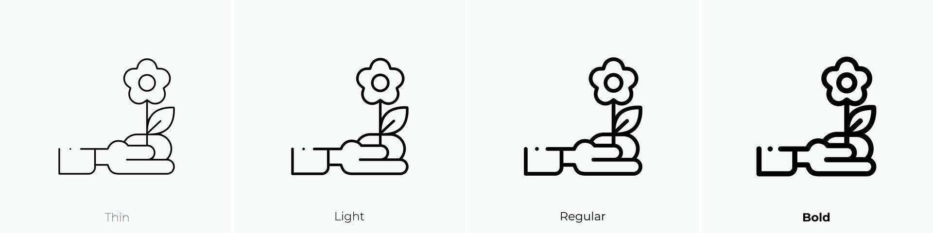 flower icon. Thin, Light, Regular And Bold style design isolated on white background vector