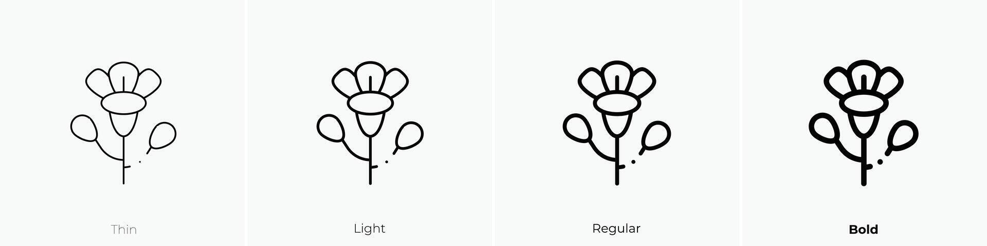 flower icon. Thin, Light, Regular And Bold style design isolated on white background vector