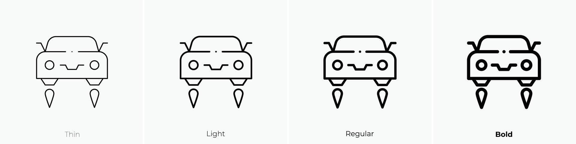 flying car icon. Thin, Light, Regular And Bold style design isolated on white background vector