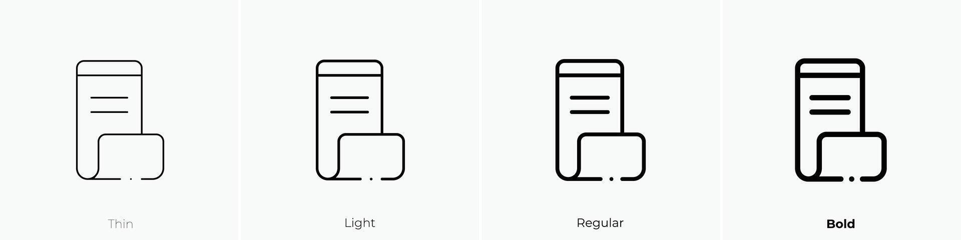 foldable icon. Thin, Light, Regular And Bold style design isolated on white background vector