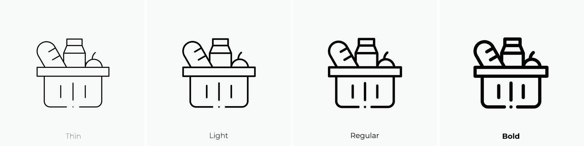 food basket icon. Thin, Light, Regular And Bold style design isolated on white background vector