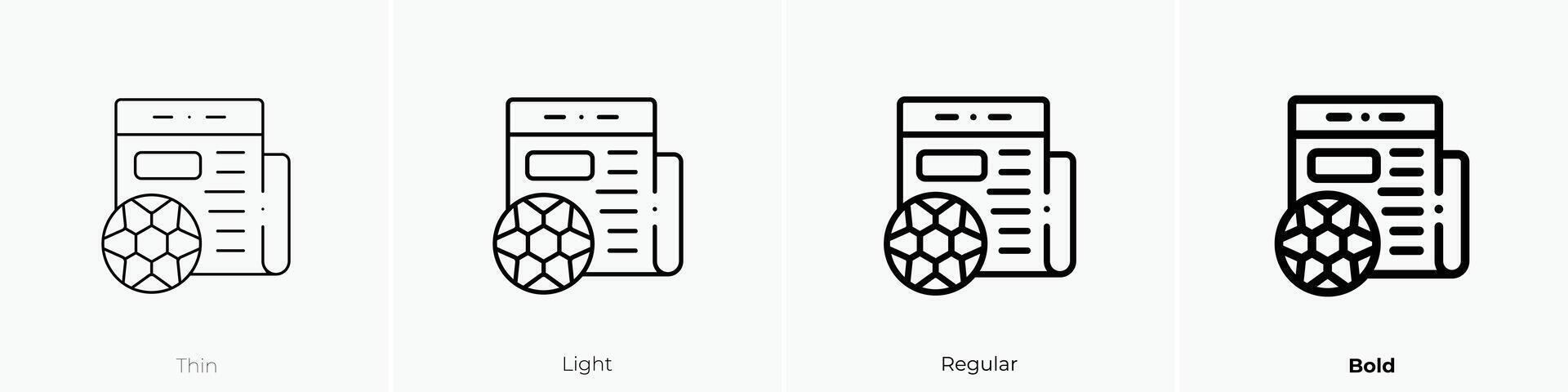 football icon. Thin, Light, Regular And Bold style design isolated on white background vector