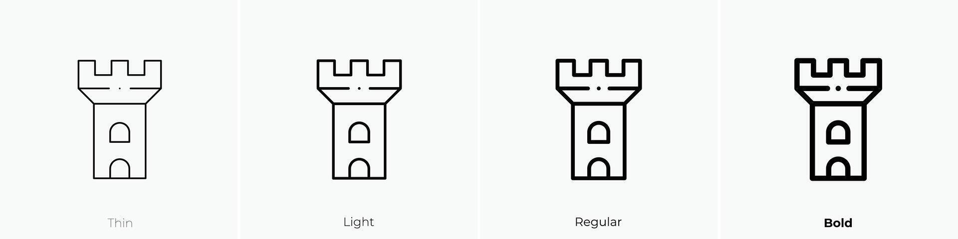 fortress icon. Thin, Light, Regular And Bold style design isolated on white background vector