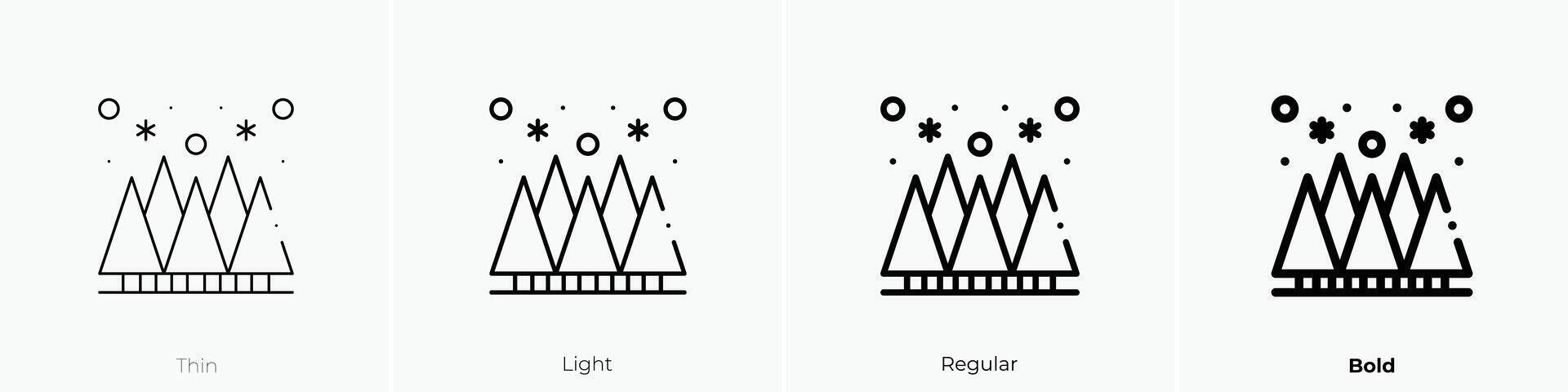 forest icon. Thin, Light, Regular And Bold style design isolated on white background vector