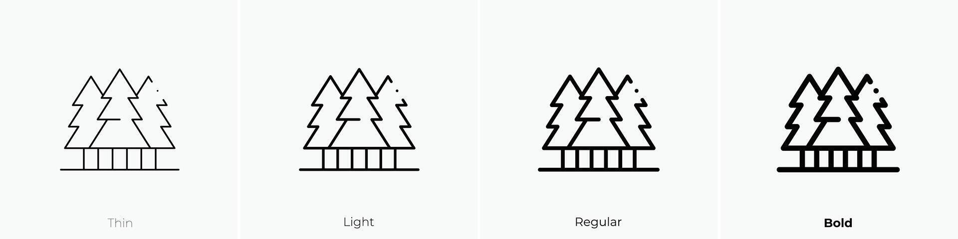 forest icon. Thin, Light, Regular And Bold style design isolated on white background vector