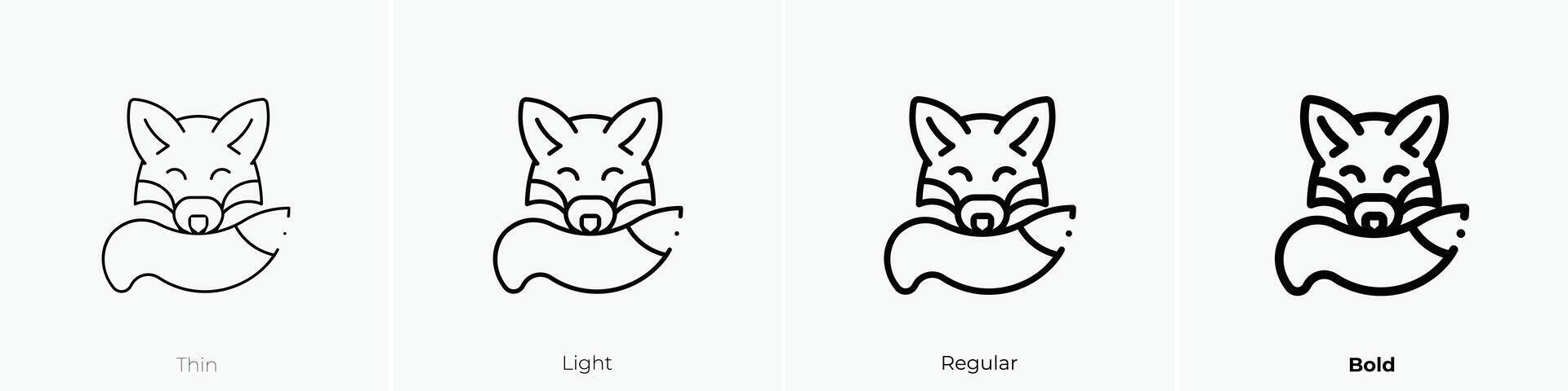 fox icon. Thin, Light, Regular And Bold style design isolated on white background vector