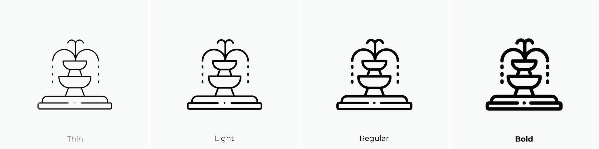 fountain icon. Thin, Light, Regular And Bold style design isolated on white background vector