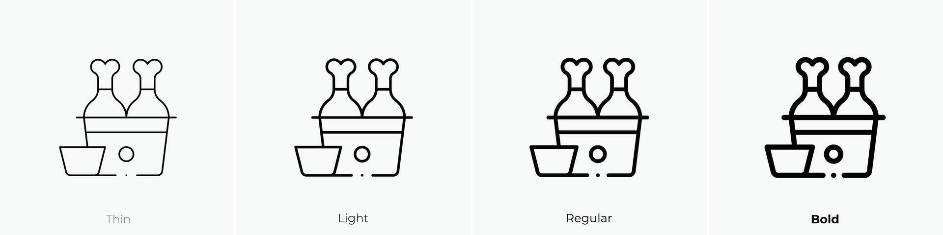 fried chicken icon. Thin, Light, Regular And Bold style design isolated on white background vector