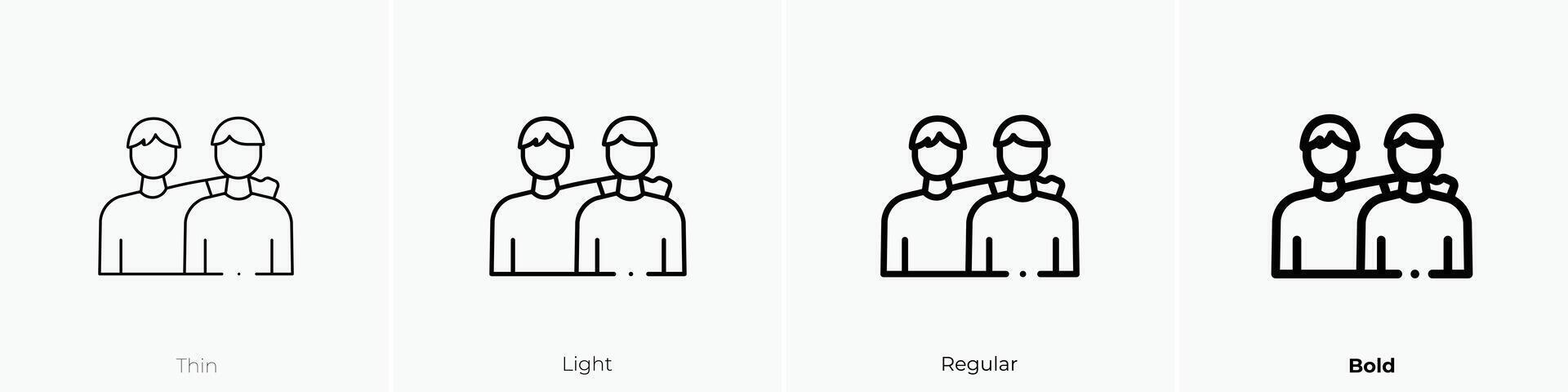 friend icon. Thin, Light, Regular And Bold style design isolated on white background vector
