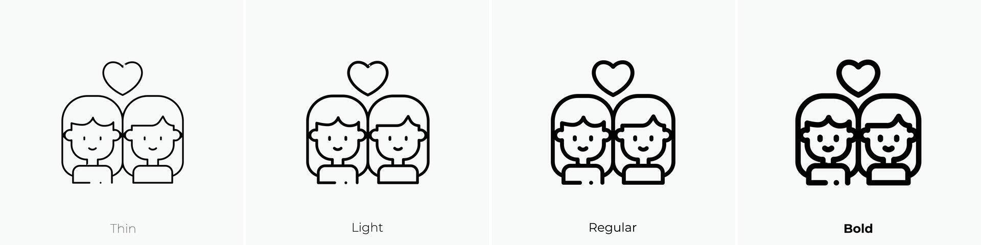 friends icon. Thin, Light, Regular And Bold style design isolated on white background vector