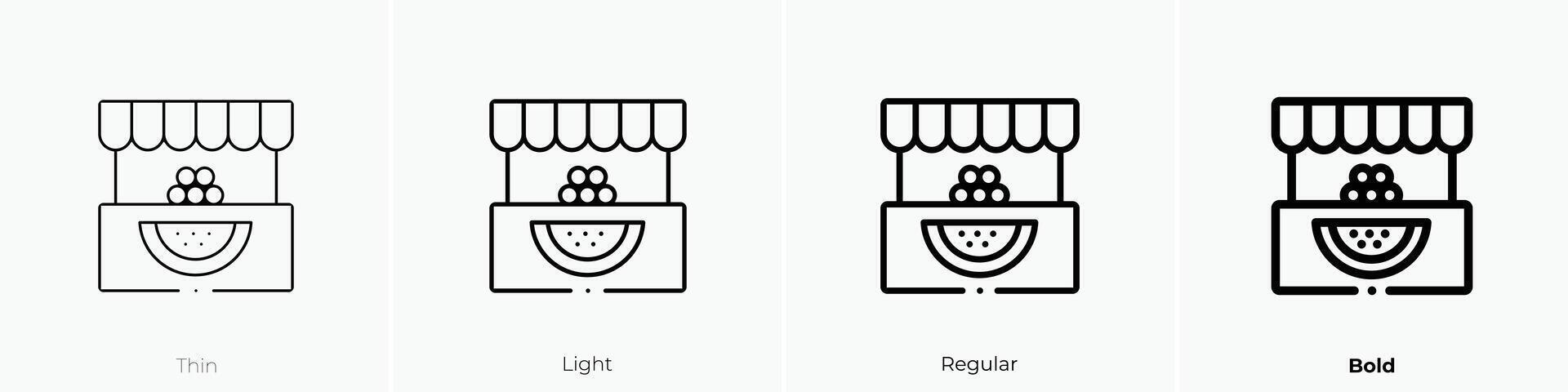 fruit shop icon. Thin, Light, Regular And Bold style design isolated on white background vector