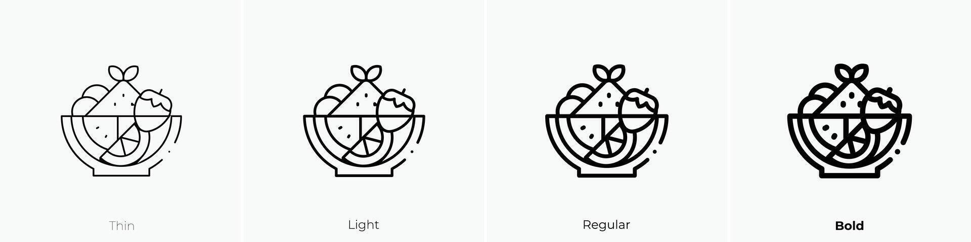 fruit salad icon. Thin, Light, Regular And Bold style design isolated on white background vector