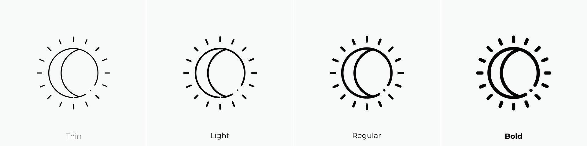 full solar eclipse icon. Thin, Light, Regular And Bold style design isolated on white background vector