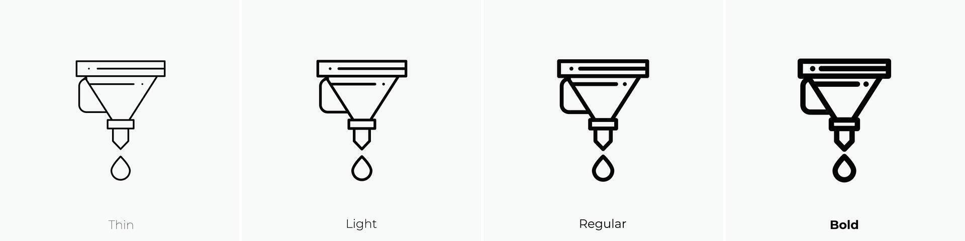funnel icon. Thin, Light, Regular And Bold style design isolated on white background vector