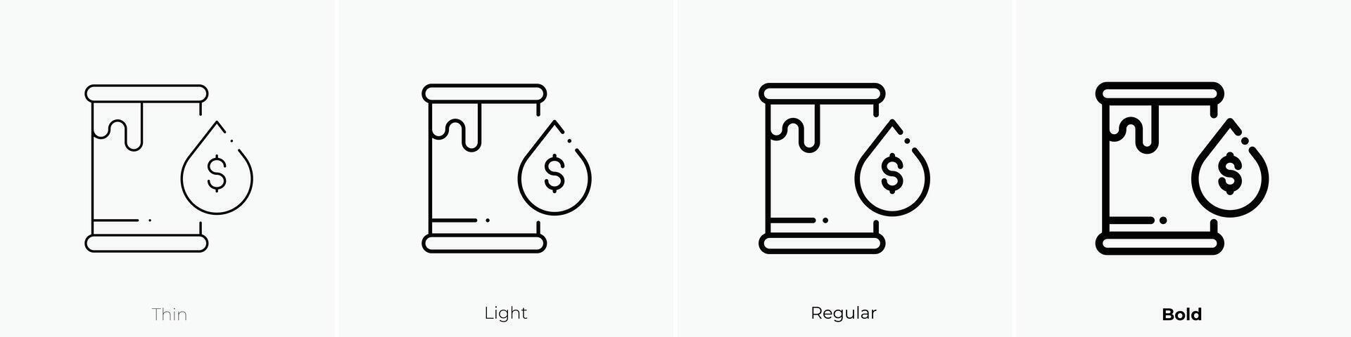 fuel icon. Thin, Light, Regular And Bold style design isolated on white background vector