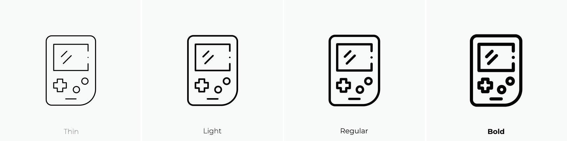 game boy icon. Thin, Light, Regular And Bold style design isolated on white background vector